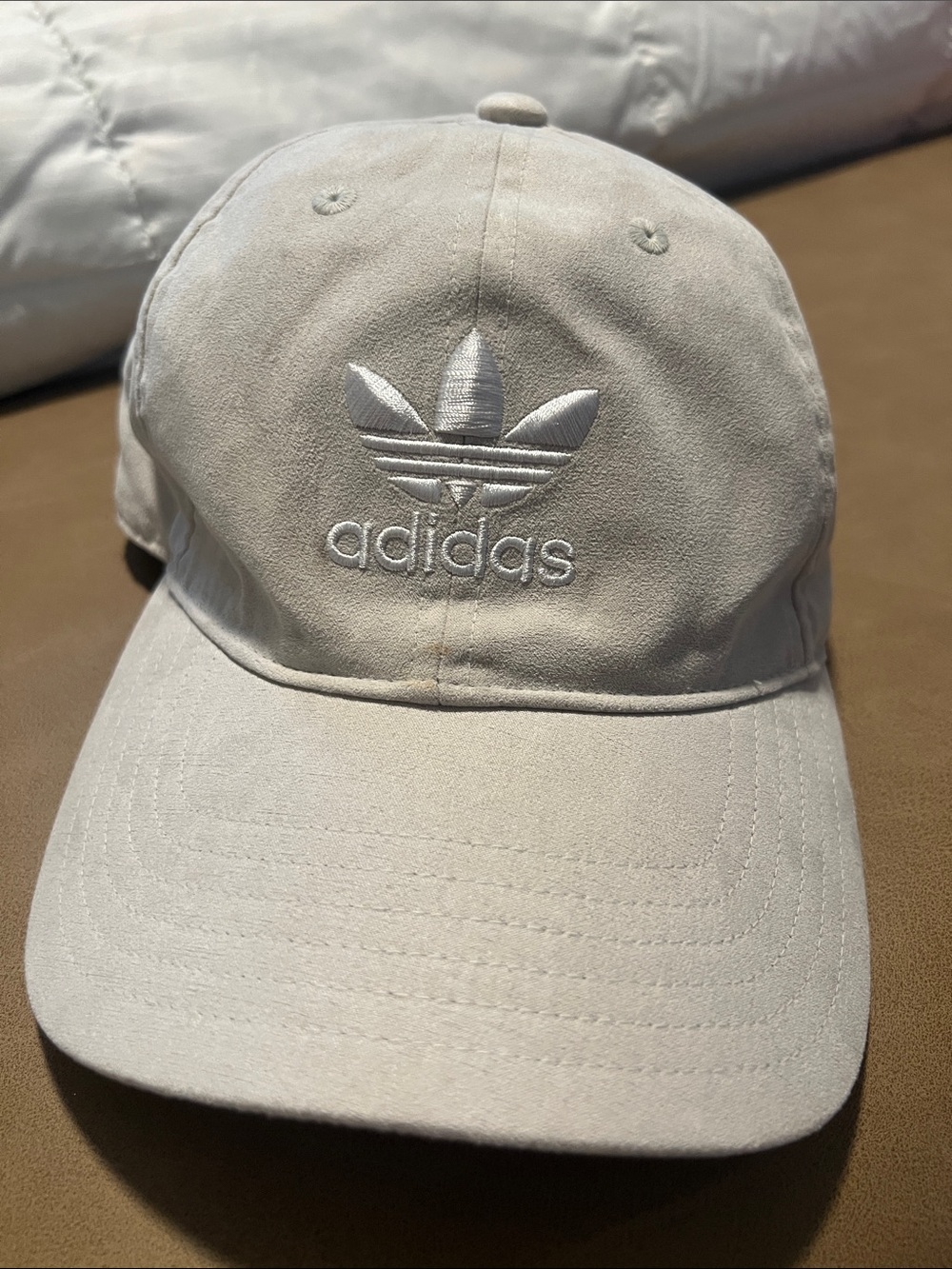adidas Suede Trefoil Cap in Light Cream